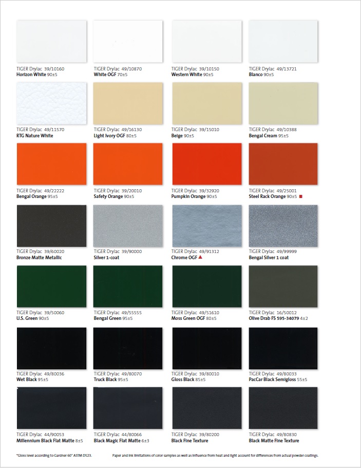 Tiger Drylac Metallic Color Chart